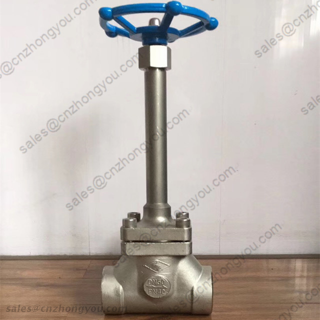 -196℃ Low Temperature Globe Valve, DN50 PN40, ASTM A351 CF8 Body, SS316 Trim, NPT