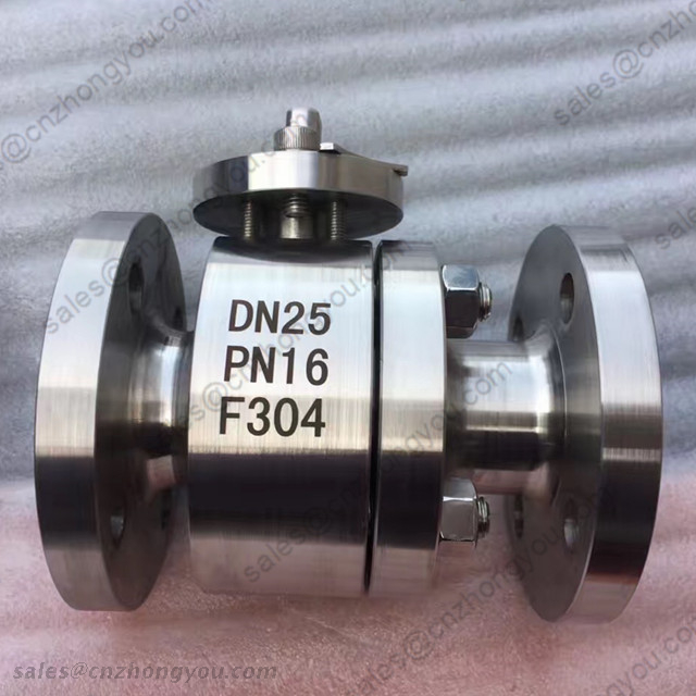 2PC Forged Steel Ball Valve, DN25 PN16, ASTM A182 F304 Body, F304 Ball, RF