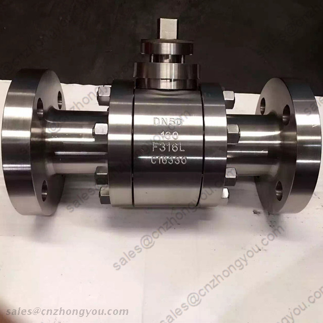 3PC Forged Steel Ball Valve, DN50 PN160, ASTM A182 F316L Body, F316L Ball, RTJ, Bare Stem