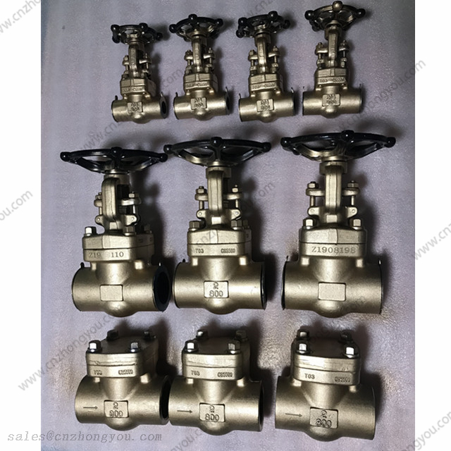 Aluminum Bronze GATE and CHECK VALVE, 2'' 800#, ASTM B148 C95500 Body, B148 C95500 Trim, NPT