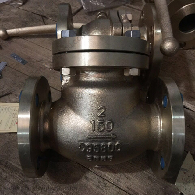 Aluminum Bronze Swing Check Valve, 2'' 150LB, ASTM B148 UNS C95800 Body, ASTM B148 Trim, RF