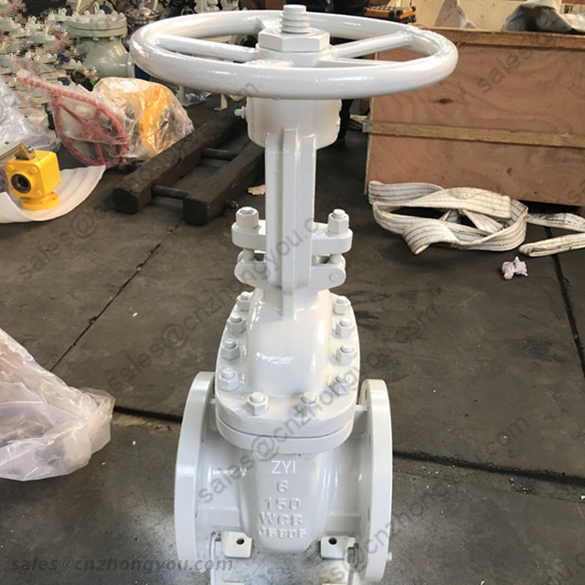 API Gate Valve, 6'' 150LB, ASTM A216 WCB Body, 13Cr+HF Trim, RF, Manual