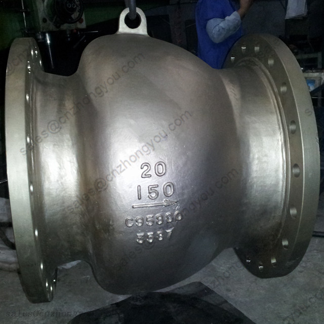 Axial Flow Check Valve 20'' 150LB, Aluminum Bronze B148 C95800 Body, Monel Trim, RF Connections