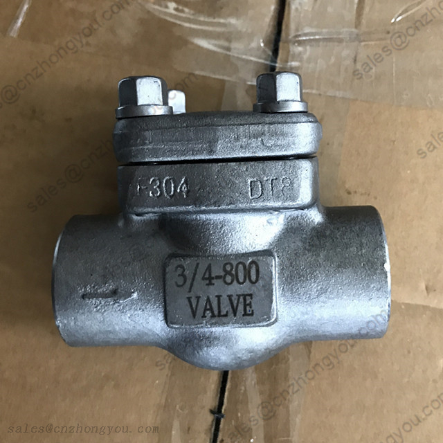 Ball Type Swing Check Valve 3/4'' 800LB, ASTM A182 F304 Body, ASTM A182 F304 Trim, SW