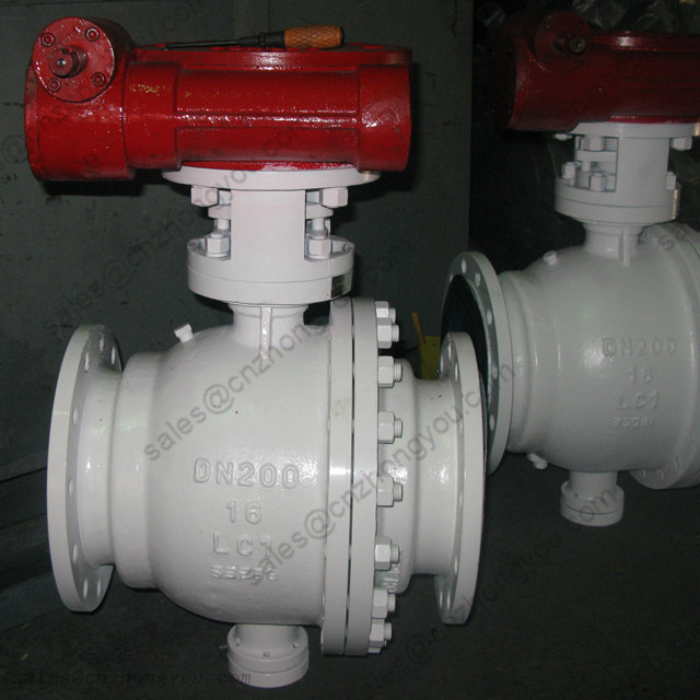 Floating Type Ball Valve DN200 PN16, A352 LC1 Body, SS316L Trim, RF, Wormgear Operated