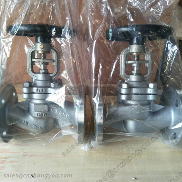 Bellows Seal Globe Valve, DN50 PN16, ASTM A351 CF8 Body, SS304 Trim, RF, Manual