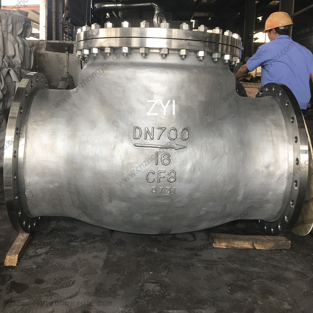 Big Size Swing Check Valve, DN700 PN16, ASTM A351 CF8 Body, ASTM A351 CF8 Disc, RF