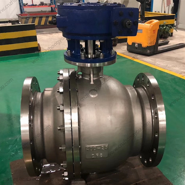 DIN 2PC Trunnion Mounted Ball Valve, DN400 PN25, ASTM A351 CF8 Body, ASTM A182 F304 Ball, RF