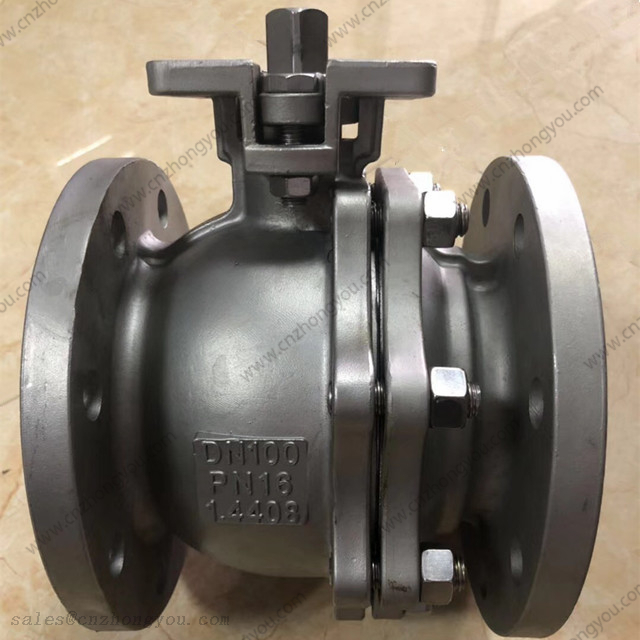 DIN 3202 F4 2PC Floating Ball Valve, DN100 PN16, 1.4408 Body, 1.4408 Ball, RF, face to face 190mm