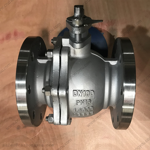 DIN F4 Series Ball Valve, DN100 PN16, 1.4308 Body, SS304 Trim, RF