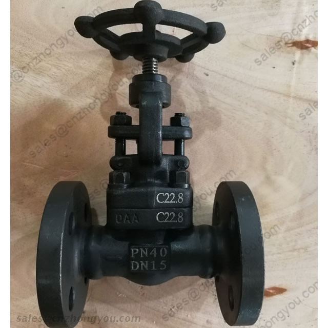 DIN Forged Globe Valve DN15 PN40, C22.8 Body, C22.8 Trim, RF Ends