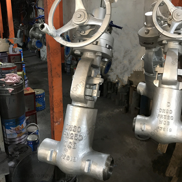 DIN standard Gate Valve, DN80 PN320, ASTM A216 WCB Body, ASTM A216 WCB+STL Trim, Butt Weld End