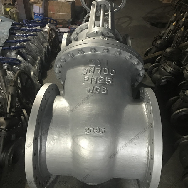 DIN3202 F5 Gate Valve, DN700 PN25, ASTM A216 WCB Body, 13Cr Trim, Flanged Ends