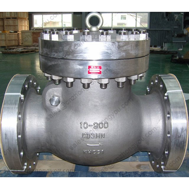 Duplex Stainless Steel Swing Check Valve, 10'' 900LB, ASTM A890 CD3MN Body, ASTM A890 CD3MN Trim, RTJ