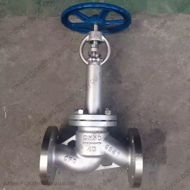 Extended Bonnet Globe Valve, DN50 PN40, ASTM A351 CF8 Body, ASTM A182 F304 Stem, RF