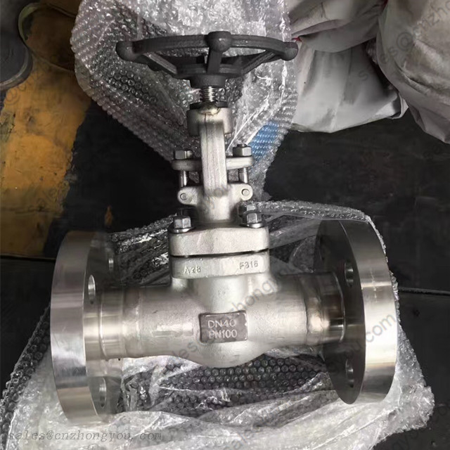 Forged Gate Valve DN40 PN100, ASTM A182 F316 Body, ASTM A182 F316L Trim, RTJ