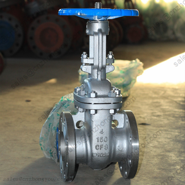 GATE VALVE 4'' 150LB, A351 CF8 Body, SS304 Trim, RF Flanged, Handwheel Operated