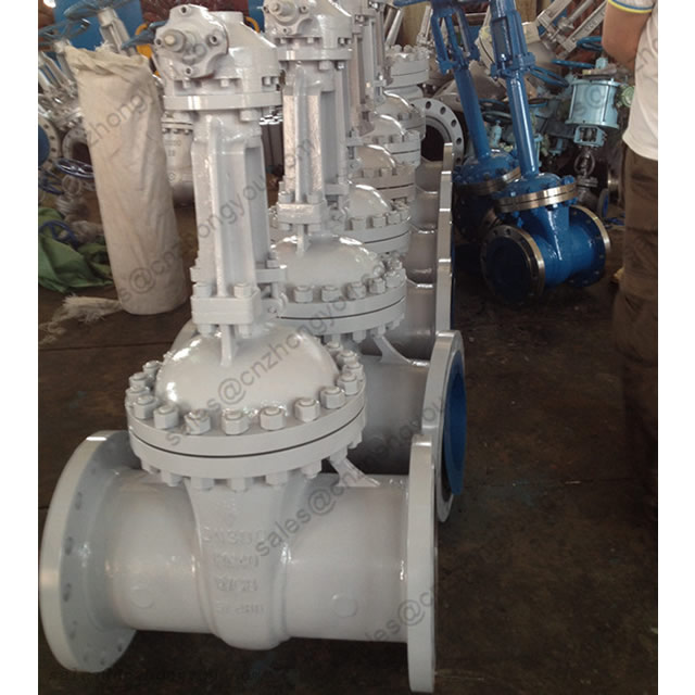 DIN Gate Valve, DN300 PN40, ASTM A216 WCB Body, Gearbox Operated