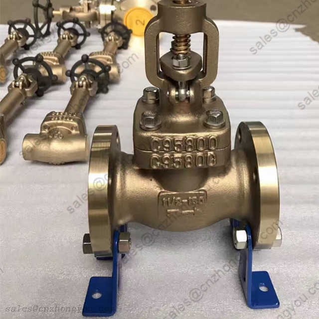 GLOBE VALVE 1-1/2'' 150LB, Aluminum Bronze B148 C95800 Body, Monel Trim, RF Ends