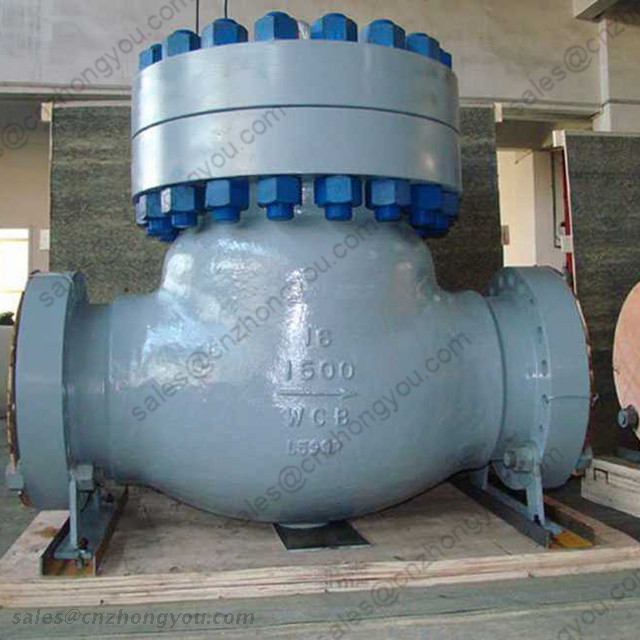 High Pressure Bolted Cover Swing Check Valve, 16'' 1500LB, ASTM A216 WCB, SS304 Trim, RTJ Ends