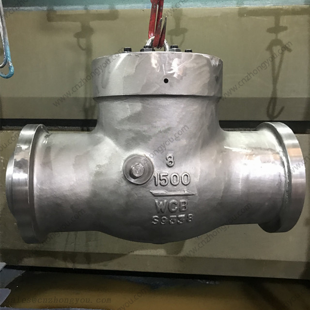 High Pressure T Pattern Tilting Disc CHECK VALVE, 8'' 1500LB, ASTM A216 WCB Body, ASTM A216 WCB Trim, BW Ends