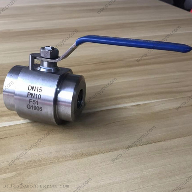 Low Pressure Ball Valve, DN15 PN10, ASTM A182 F51 Body, ASTM A182 F51 Ball, NPT