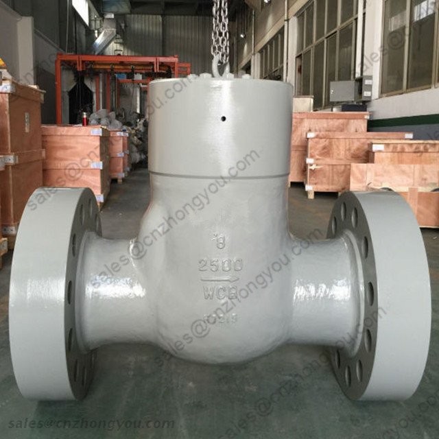 Self Sealing Swing Check Valve, 8'' 2500LB, ASTM A216 WCB Body, ASTM 13Cr Trim, RTJ Ends