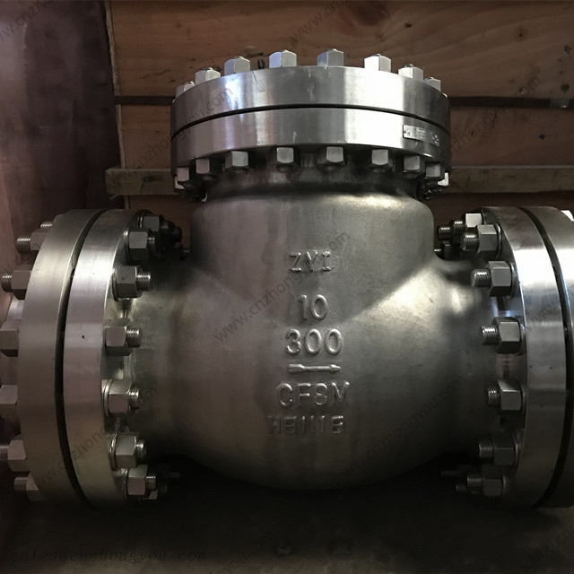 SS SWING CHECK VALVE, 10'' 300LB, ASTM A351 CF8M Body, ASTM A351 CF8M Disc, RF