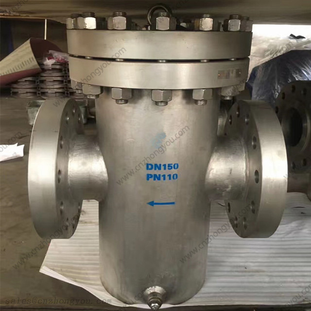 Stainless Steel Single Basket Strainer, DN150 PN110, SS304 Body, SS304 Screen, RTJ