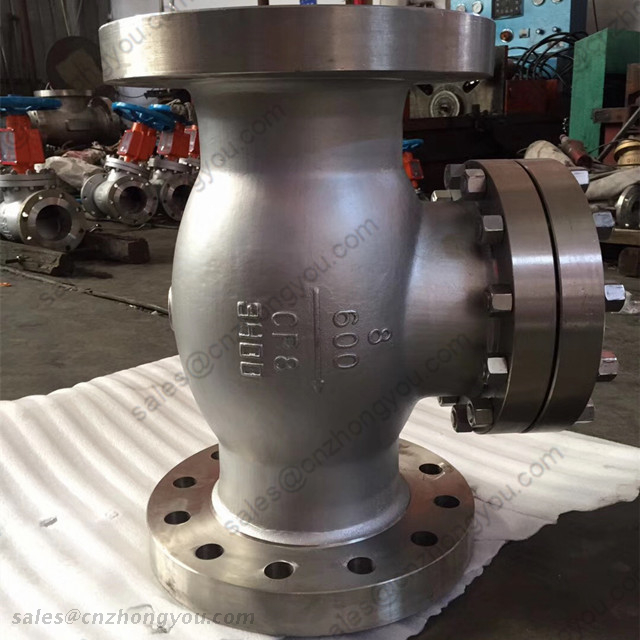 Stainless Steel Swing Check Valve, 8'' 600LB, ASTM A351 CF8 Body, ASTM A351 CF8 Trim, RF