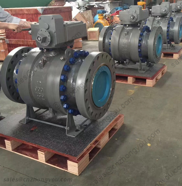 Three Piece Cast Steel Ball Valve, 12'' 600LB, ASTM A352 LC3 Body, ASTM A182 F316 Trim, RF