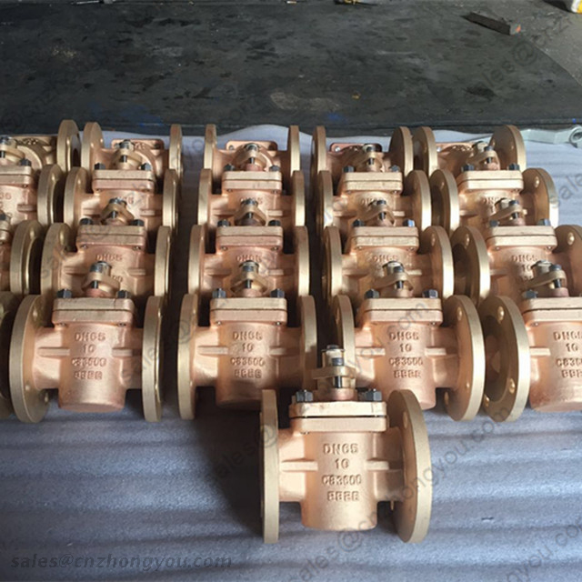 Tin Bronze Plug Valve, DN65 PN10, ASTM UNS C83600 Body, ASTM UNS C83600 Trim, FF Ends