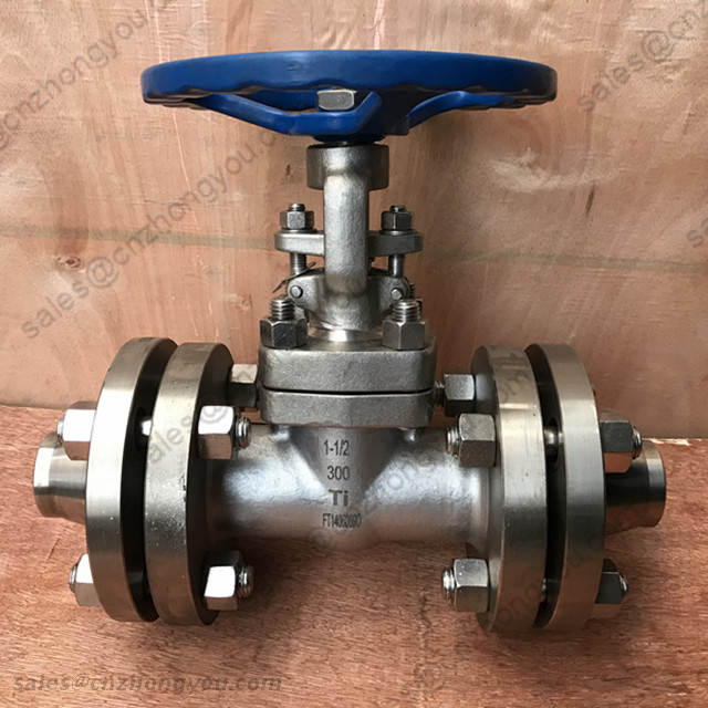 Titanium TA1 TA2 TA3 Gate Valve, DN40 300LB, Ti Body, Ti Trim, RF ends