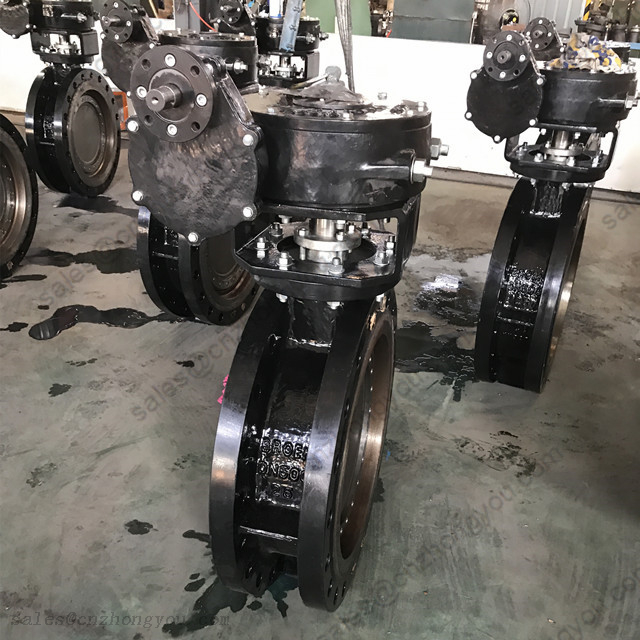 Wormgear Metal Seal Triple Eccentric Butterfly Valve DN500 PN25, ASTM A216 WCB Body, Flanged Ends