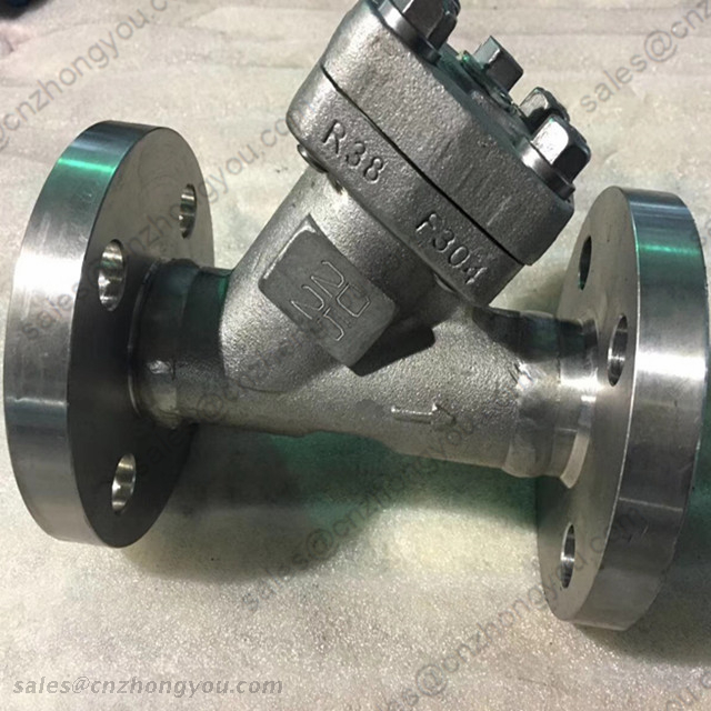 Y Pattern Lift Check Valve, DN20 PN25, ASTM A182 F304 Body, A182 F304 Trim, RF