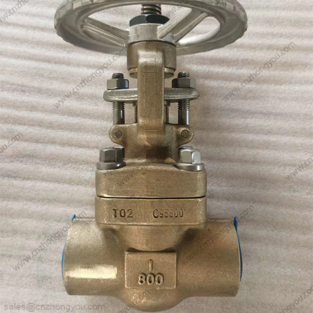 Aluminum Bronze Gate Valve, 1'' 800LB, ASTM B148 C95800 Body, C95800 Trim, SW