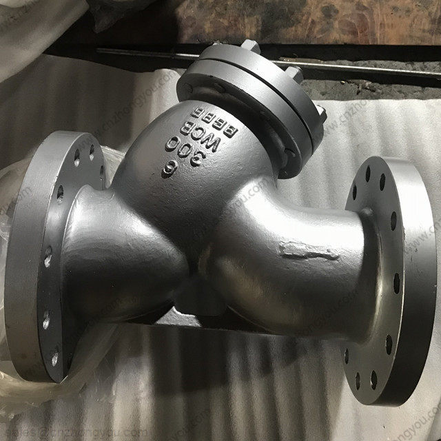 Cast Steel Y Pattern Strainer, 6'' 300LB, ASTM A216 WCB Body, SS316 Screen, RF ends