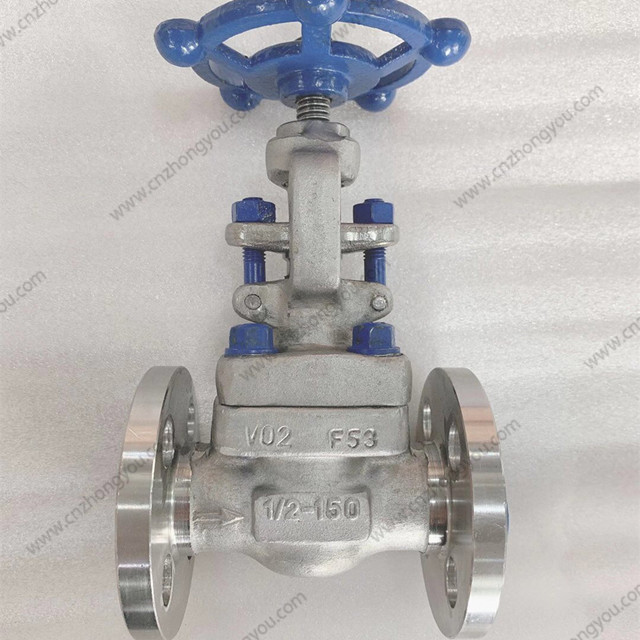 Duplex Steel F53 Globe Valve, 0.5'' 150LB, ASTM A182 F53 Body, ASTM A182 F53 Trim, RF