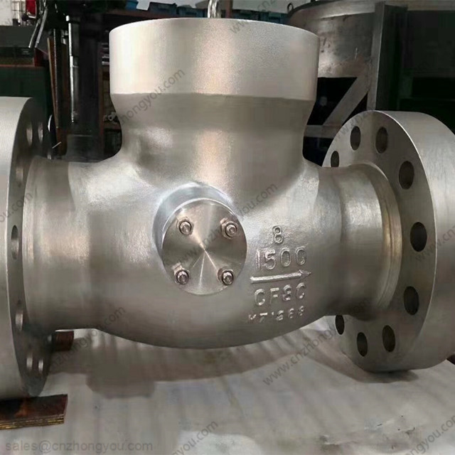 Pressure Seal Tilting Disc Check Valve, 8'' 1500LB, ASTM A351 CF8C Body, F347 Trim, RTJ ends