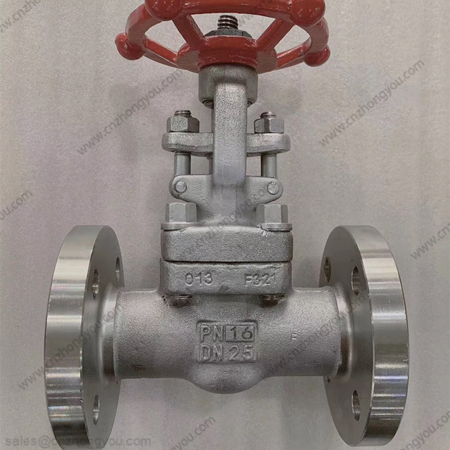 SS Gate Valve, DN25 PN16, ASTM A182 F321 Body, F321 Trim, Flange