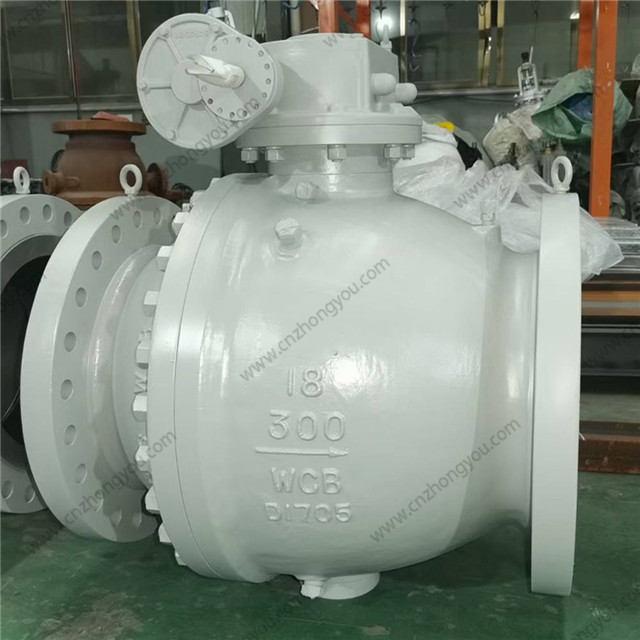 2PCS Ball Valve, 18'' 300LB, ASTM A216 WCB Body, 13Cr Trim, RF Ends, Wormgear Operated