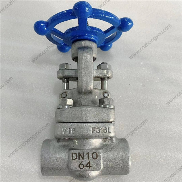 Forged Gate Valve, DN10 PN64, F316L Body, F316L Trim, SW Ends, Manual