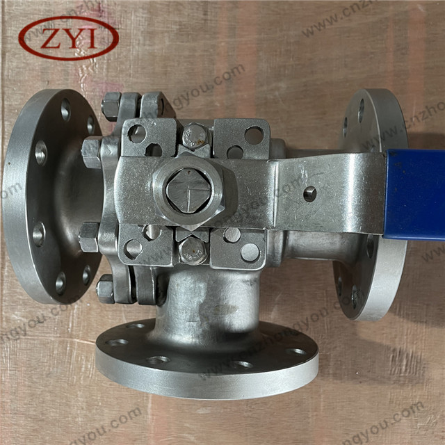 3-Way L Type Ball Valve, 3'' 150LB, ASTM A351 Body, F304 Ball, Flanged Ends
