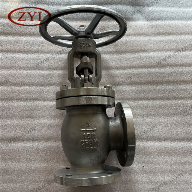 Angle Stop Valve, 3'' 150LB, ASTM A351 CF8M, SS316 Trim, RF Ends