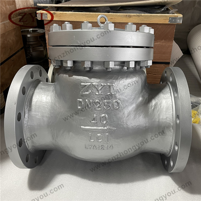 Low Temperature NACE Swing Check Valve, DN250 PN40, ASTM A352 LC1 Body, SS316 Trim, Male Flange Ends