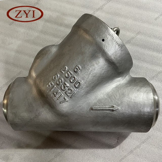 Y Pattern Check Valve, 6'' 2500LB, SS321 Body, SS321 Trim, BW Ends