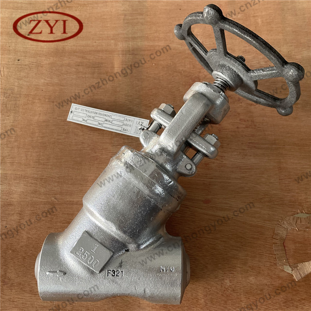 Y Pattern Globe Valve, 1'' 2500LB, ASTM A182 F321 Body, F321 Trim, BW Ends