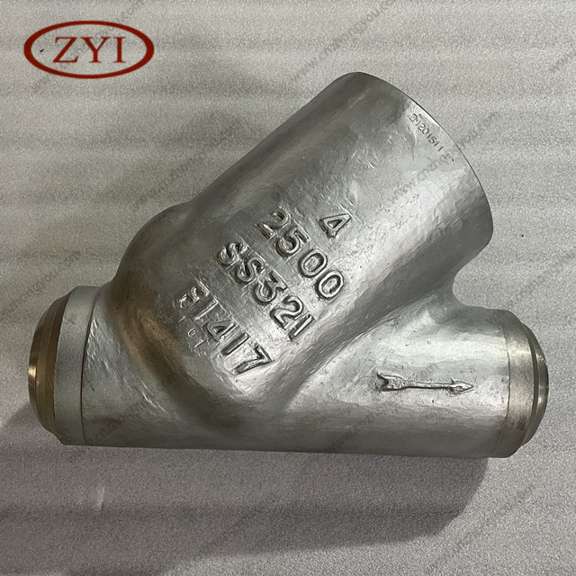 Y Pattern Piston Check Valve, 4'' 2500LB, SS321 Body, SS321 Trim, BW Ends