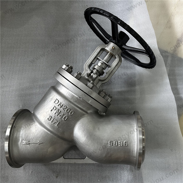 Y Type Bellow Sealed Globe Valve, DN200 PN40, 317L Body, F317L Disc, BW Ends, Manual