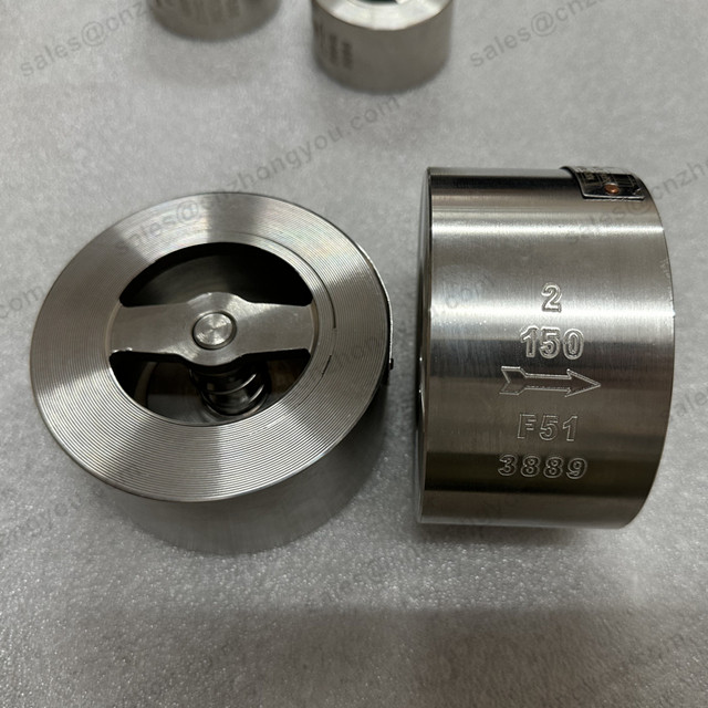 DUPLEX STAINLESS STEEL DISCO CHECK VALVE, 2'' 150LB, ASTM A182 F51 Body, ASTM A182 F51 Trim